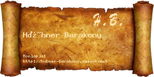 Hübner Barakony névjegykártya